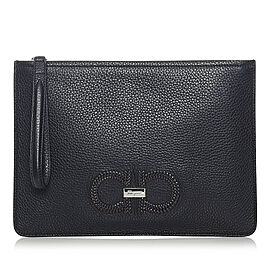 Ferragamo Gancini Leather Clutch Bag