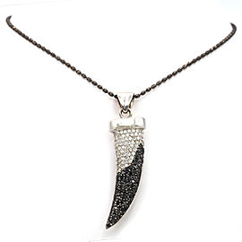 3.50 Carat Tooth Pendant With Black And White Diamonds With Chain In 18/14k Gold