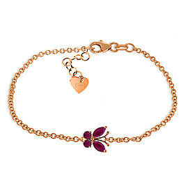 0.6 CTW 14K Solid Rose Gold Butterfly Bracelet Ruby