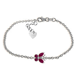 0.6 CTW 14K Solid White Gold Butterfly Bracelet Ruby