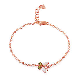 0.6 CTW 14K Solid Rose Gold Butterfly Bracelet Opal Peridot