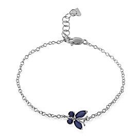 0.6 CTW 14K Solid White Gold Butterfly Bracelet Sapphire