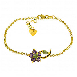 0.87 CTW 14K Solid Gold Flower Bracelet Amethyst Peridot