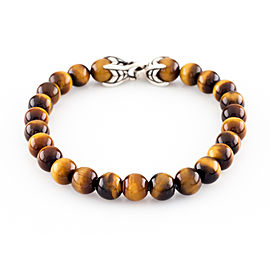 David Yurman 925 Sterling Silver with Tiger's Eye Spiritual Beads Bracelet