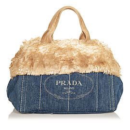 Prada Canapa Logo Denim HandBag