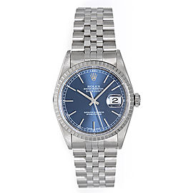 Rolex Datejust 16220 Stainless Steel Blue Dial 36mm Mens Watch