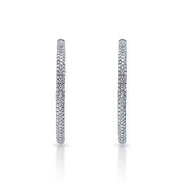 Iliana 1.75 inch Pave Hoop 4 Carats Round Brilliant Diamond Hoop Earrings in 14k White Gold