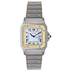 Cartier Santos Stainless Steel & 18K Yellow Gold White Dial Quartz 41mm Mens Watch