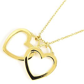 TIFFANY & Co 18K Yellow Gold Sentimental Double Heart Necklace LXWBJ-834