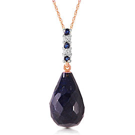 8.95 CTW 14K Solid Rose Gold Necklace Diamond Briolette Drop Sapphire