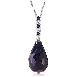 8.95 CTW 14K Solid White Gold Necklace Diamond Briolette Drop Sapphire