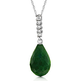 8.88 CTW 14K Solid White Gold Necklace Diamond Briolette Drop Emerald