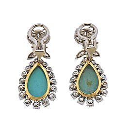 Turquoise Diamond Gold Drop Earrings