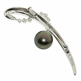 TASAKI 950/900 Platinum Black Pearl Diamond Brooch LXGQJ-1202