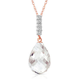 7.18 CTW 14K Solid Rose Gold Necklace Diamond Briolette Drop White To