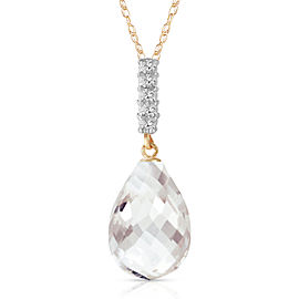 7.18 CTW 14K Solid Gold Necklace Diamond Briolette Drop White T