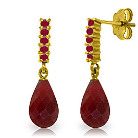 7 CTW 14K Solid Gold Ruby Earrings Briolette Dangling Ruby