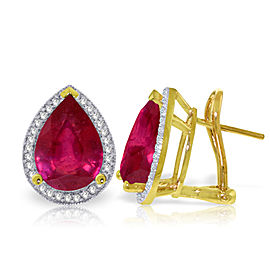 11.02 CTW 14K Solid Gold French Clips Earrings Diamond Ruby