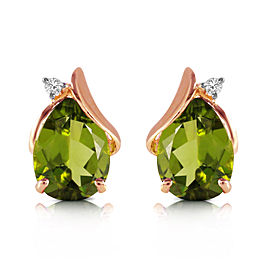 4.26 CTW 14K Solid Rose Gold Stud Earrings Diamond Peridot