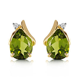 4.26 CTW 14K Solid Gold Stud Earrings Diamond Peridot