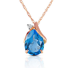 2.53 CTW 14K Solid Rose Gold Necklace Diamond Blue Topaz