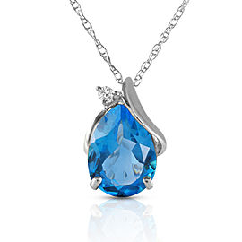 2.53 CTW 14K Solid White Gold Necklace Diamond Blue Topaz