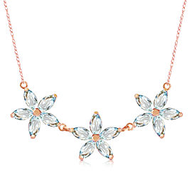 4.2 CTW 14K Solid Rose Gold Necklace Natural Aquamarine