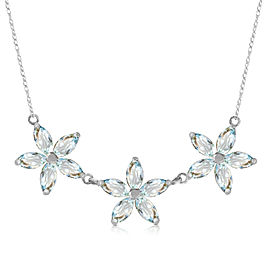 4.2 CTW 14K Solid White Gold Necklace Natural Aquamarine