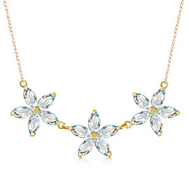 4.2 CTW 14K Solid Gold Necklace Natural Aquamarine