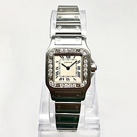 CARTIER SANTOS GALBEE Quartz 24mm Steel Watch DIAMOND Bezel