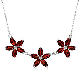 4.2 CTW 14K Solid White Gold Necklace Natural Garnet