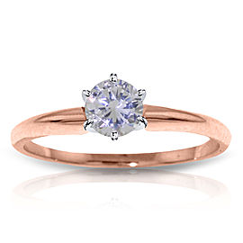 14K Solid Rose Gold Solitaire Ring with0.35 CTW H-i, Si-2 Natural Diamond