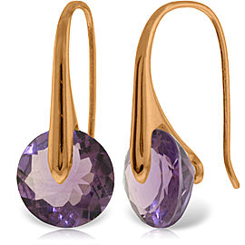 14K Solid Rose Gold Fish Hook Earrings with Amethyst