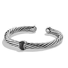 DAVID YURMAN Sterling Silver Black Diamond 7mm Cable Classics Station Bracelet