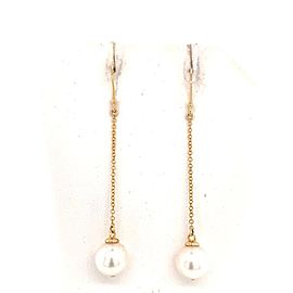 Akoya Pearl Earrings 14 KT Yellow Gold 9.03 mm Certified $1,390