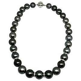 Diamond Tahitian Pearl Necklace 14k Gold 16.3 mm 16.5" Certified $24,000 914649