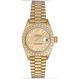 Rolex President 69178 18K Yellow Gold Diamond 26mm Womens Watch