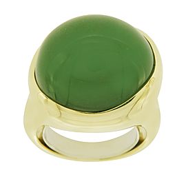 Tiffany & Co. Elsa Peretti 18K Yellow Gold with Cabochon Jade Ring Size 6