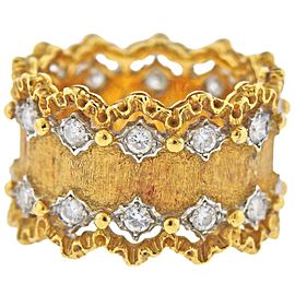 Buccellati Diamond Gold Wide Band Ring