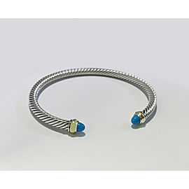 David Yurman Cable Classic Collection Bracelet with Turquoise and 18k Yellow