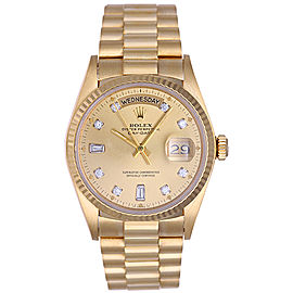 Rolex President Day-Date 18038 18k Yellow Gold Diamond 36mm Mens Watch