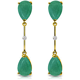 14K Solid Gold Diamonds & Emeralds Dangling Earrings