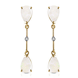 14K Solid Gold Diamonds & Opals Dangling Earrings