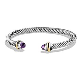 David Yurman Silver Cable Classic Bracelet With Amethyst And 14k Gold