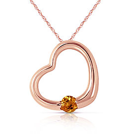 14K Solid Rose Gold Heart Necklace with Natural Citrine