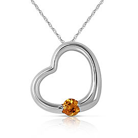 14K Solid White Gold Heart Necklace with Natural Citrine