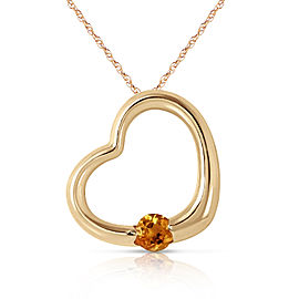 14K Solid Gold Heart Necklace with Natural Citrine