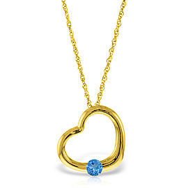 14K Solid Gold Heart Necklace with Natural Blue Topaz