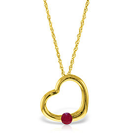 14K Solid Gold Heart Necklace with Natural Ruby