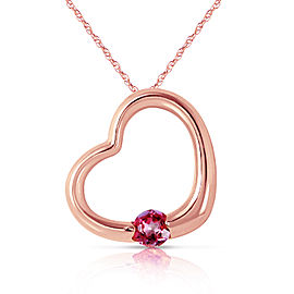 14K Solid Rose Gold Heart Necklace with Natural Pink Topaz